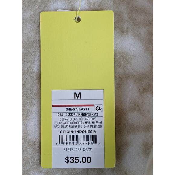 All in Motion Animal Print Sherpa Jacket Ivory Beige M Relaxed Zip Up Casual - Picture 4 of 10